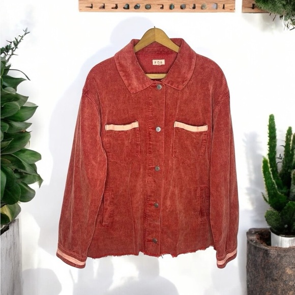 POL Corduroy Shacket Button Down Distressed Hem Fall Transitional Layering - Picture 13 of 13